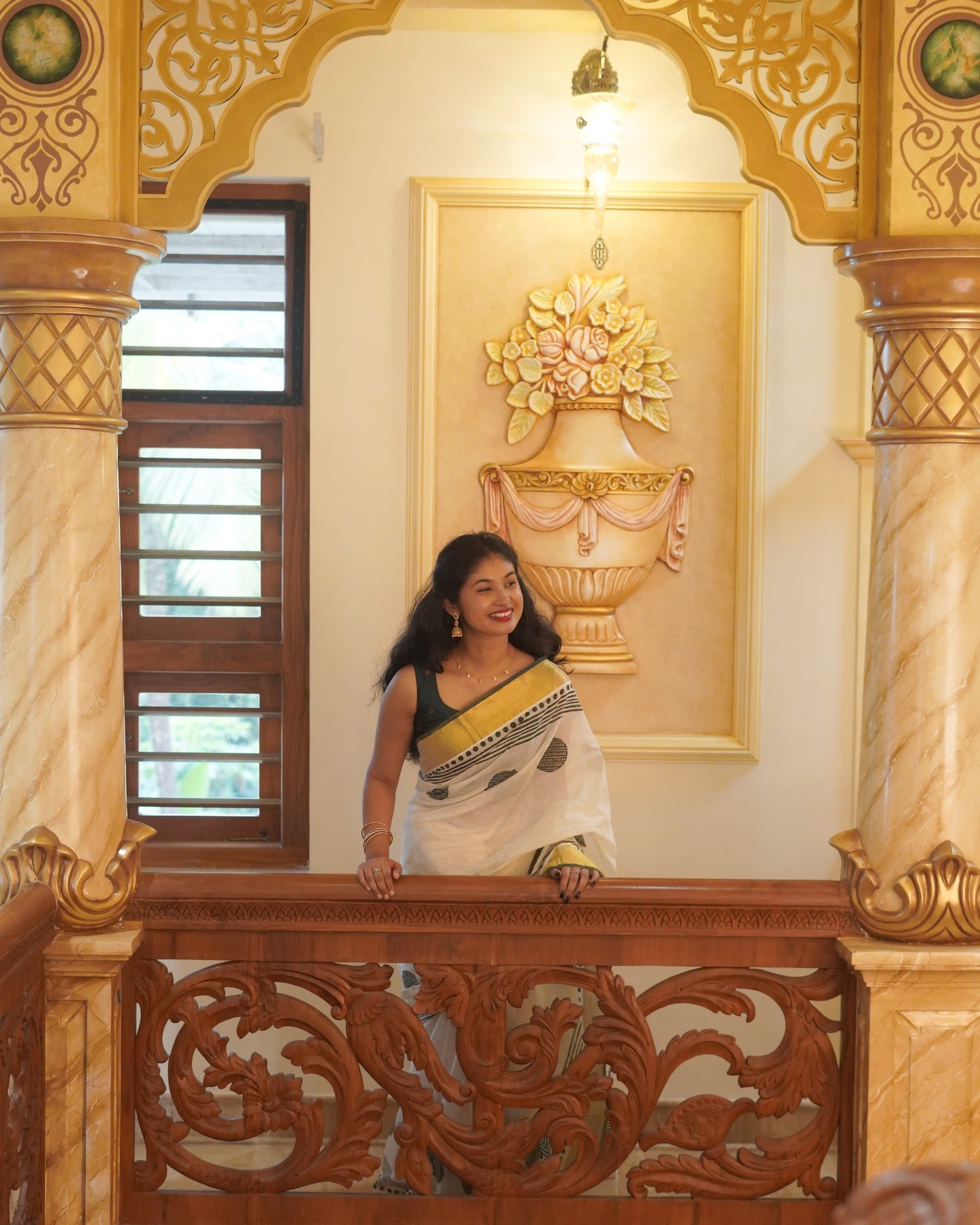 Kerala Cotton Hand Block Printed Saree